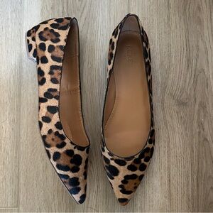 J Crew Calf Hair Leopard Print Point Toe Flats